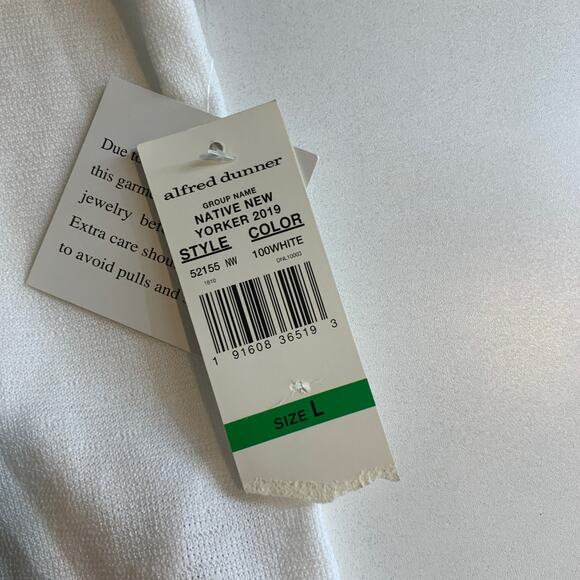 Alfred Dunner Blouse Womens L Large White Black Attached Necklace Lace Trim - Picture 9 of 13